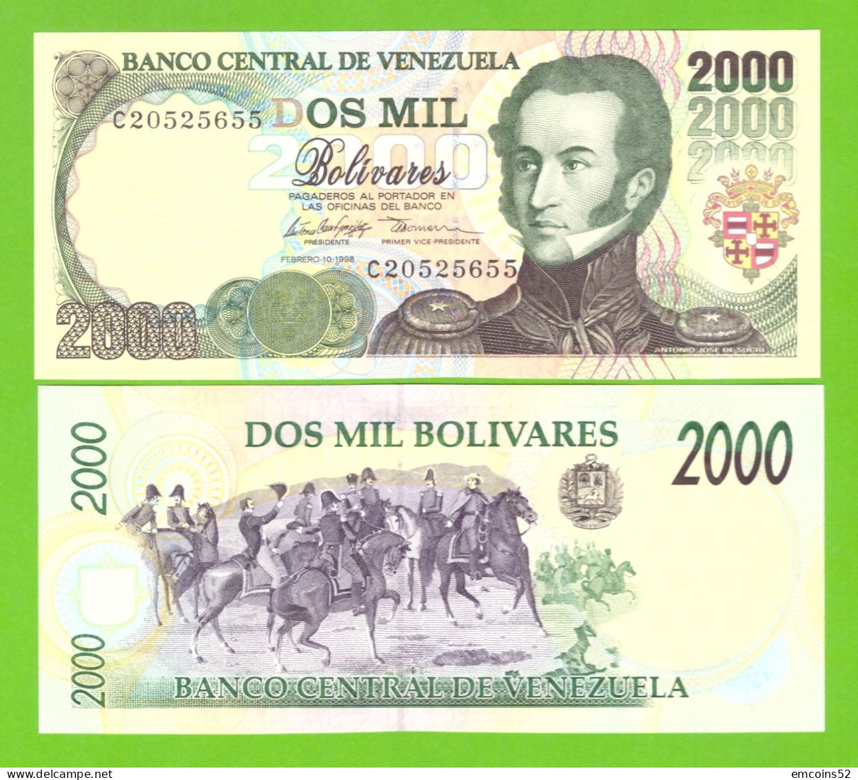 VENEZUELA 2000 BOLIVARES 1998 P-77 UNC - Venezuela