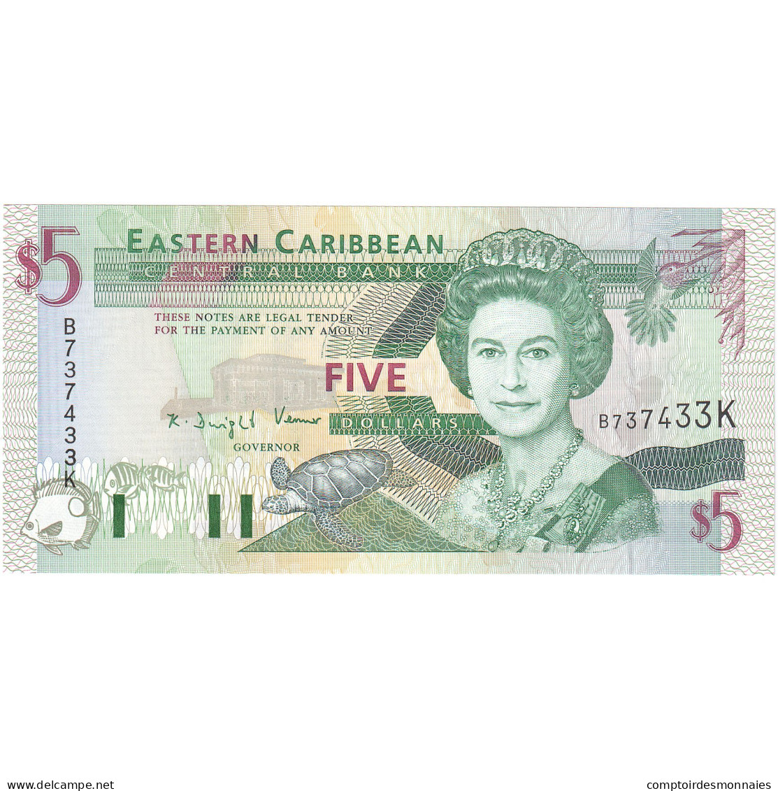 Etats Des Caraibes Orientales, 5 Dollars, Undated (2000), KM:37d1, NEUF - Caraïbes Orientales