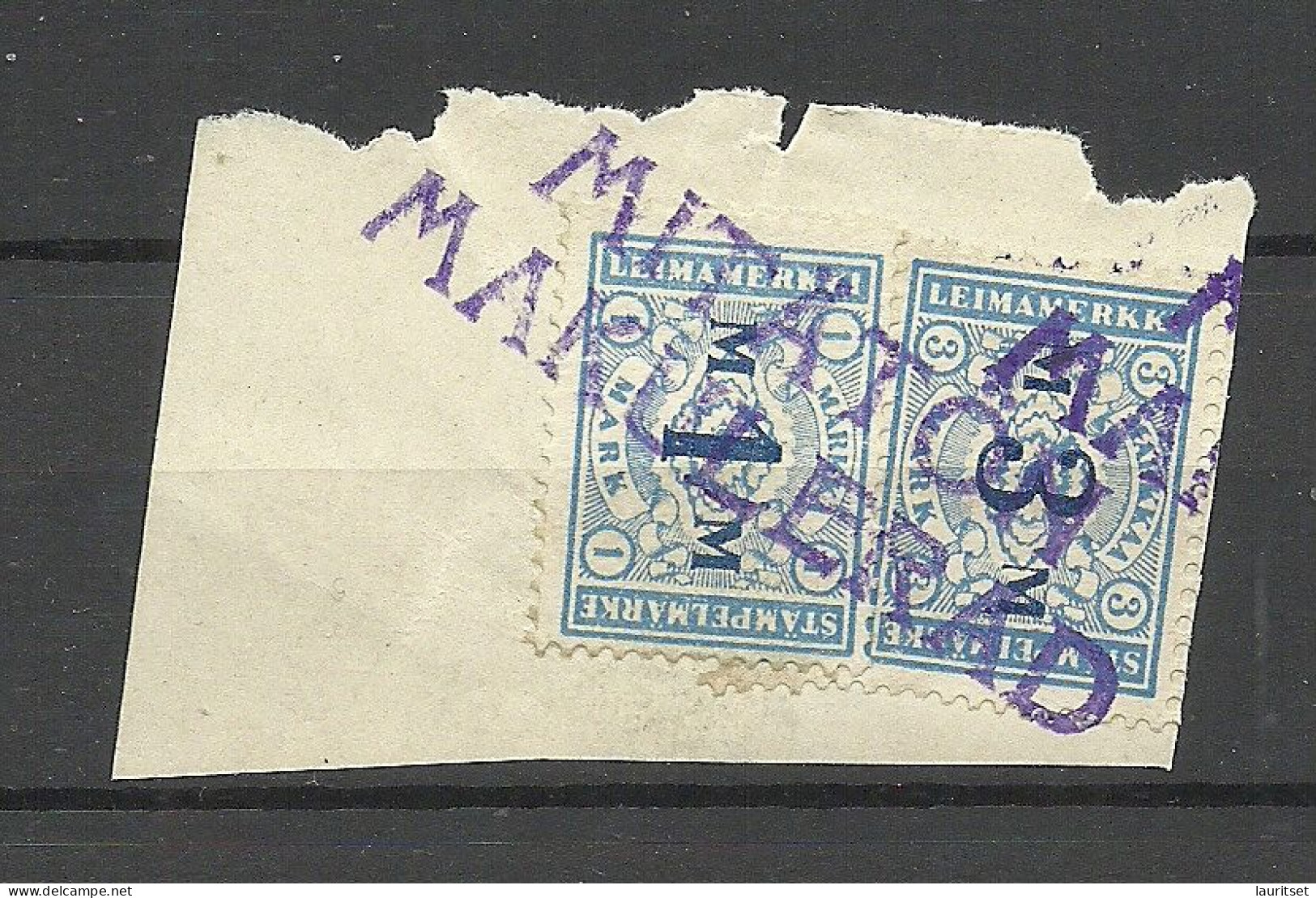 FINLAND FINNLAND - 2 Stempelmarken Documentary Tax 1 & 3 Mk On Piece - Revenue Stamps