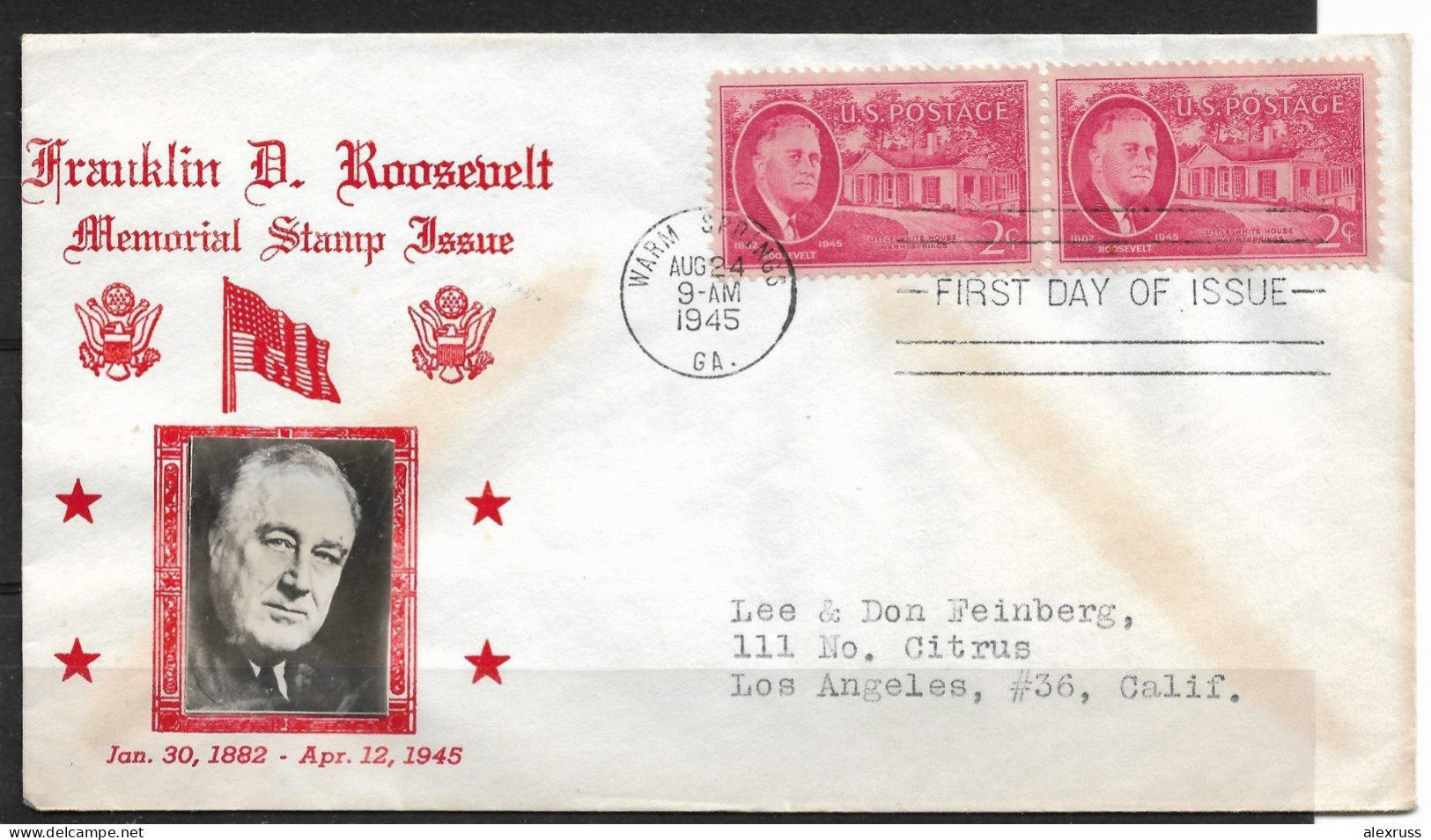 US 1945 Crosby Photographic Cachet FDR Memorial Franklin D. Roosevelt ,VF-XF !! (RN-50) - 1941-1950