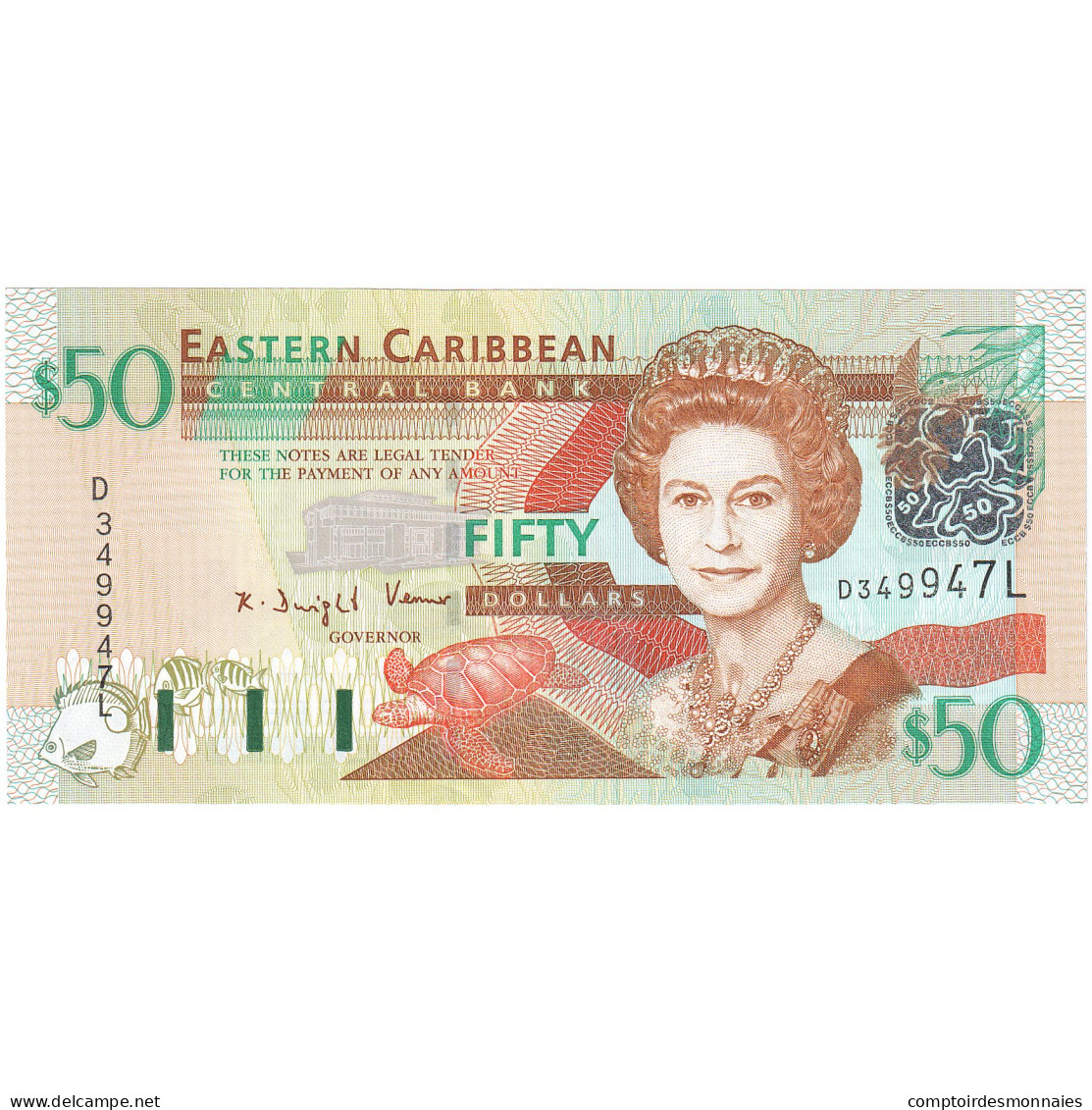 Etats Des Caraibes Orientales, 50 Dollars, Undated (2003), KM:45m, NEUF - Oostelijke Caraïben