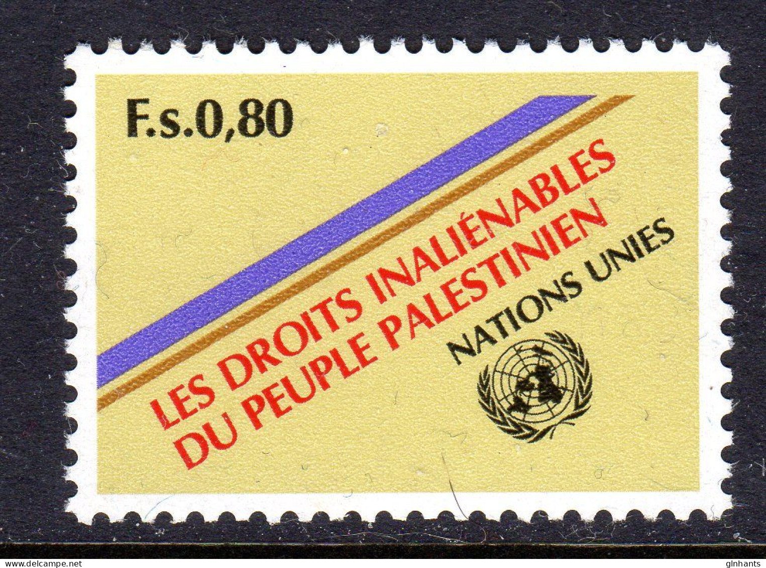 UNITED NATIONS GENEVA - 1981 PALESTINIAN RIGHTS STAMP FINE MNH ** SG G98 - Neufs