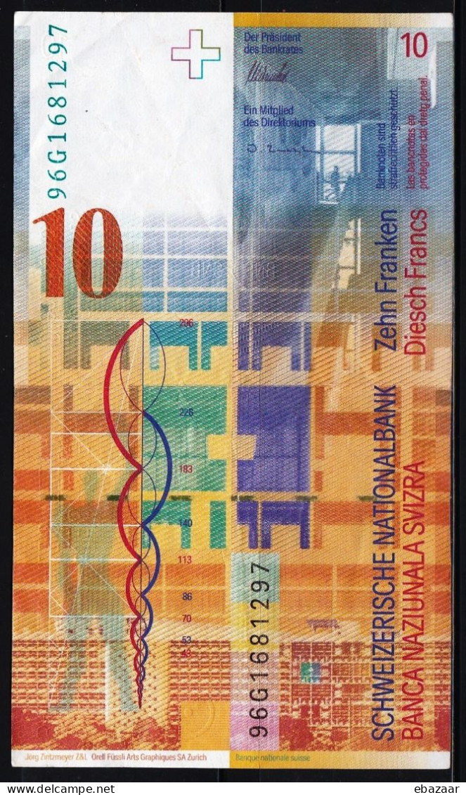 Switzerland 1996 Banknote 10 Francs P-66b(3) Circulated + FREE GIFT - Switzerland