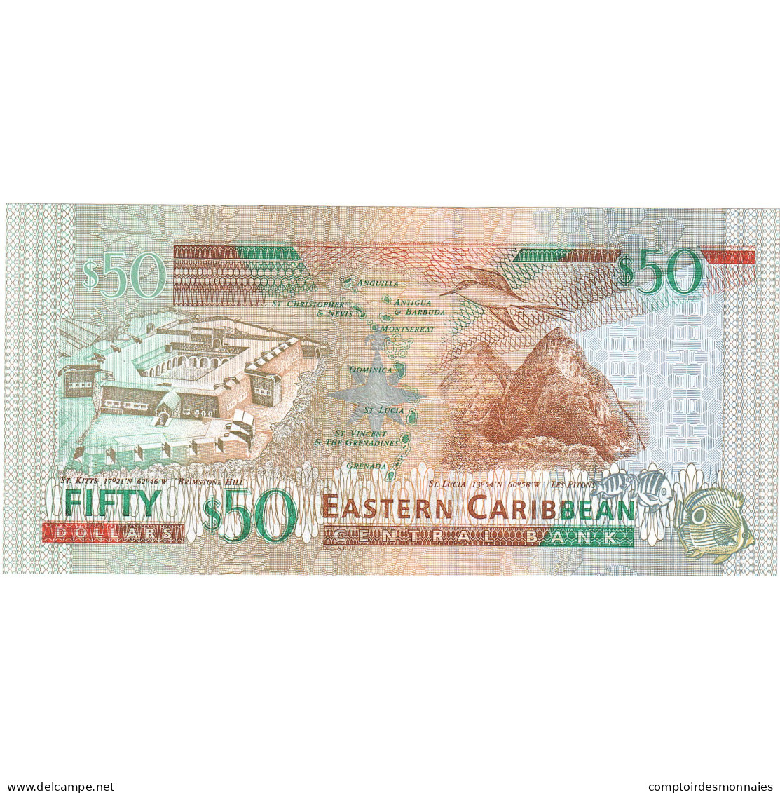 Etats Des Caraibes Orientales, 50 Dollars, KM:45m, NEUF - Oostelijke Caraïben