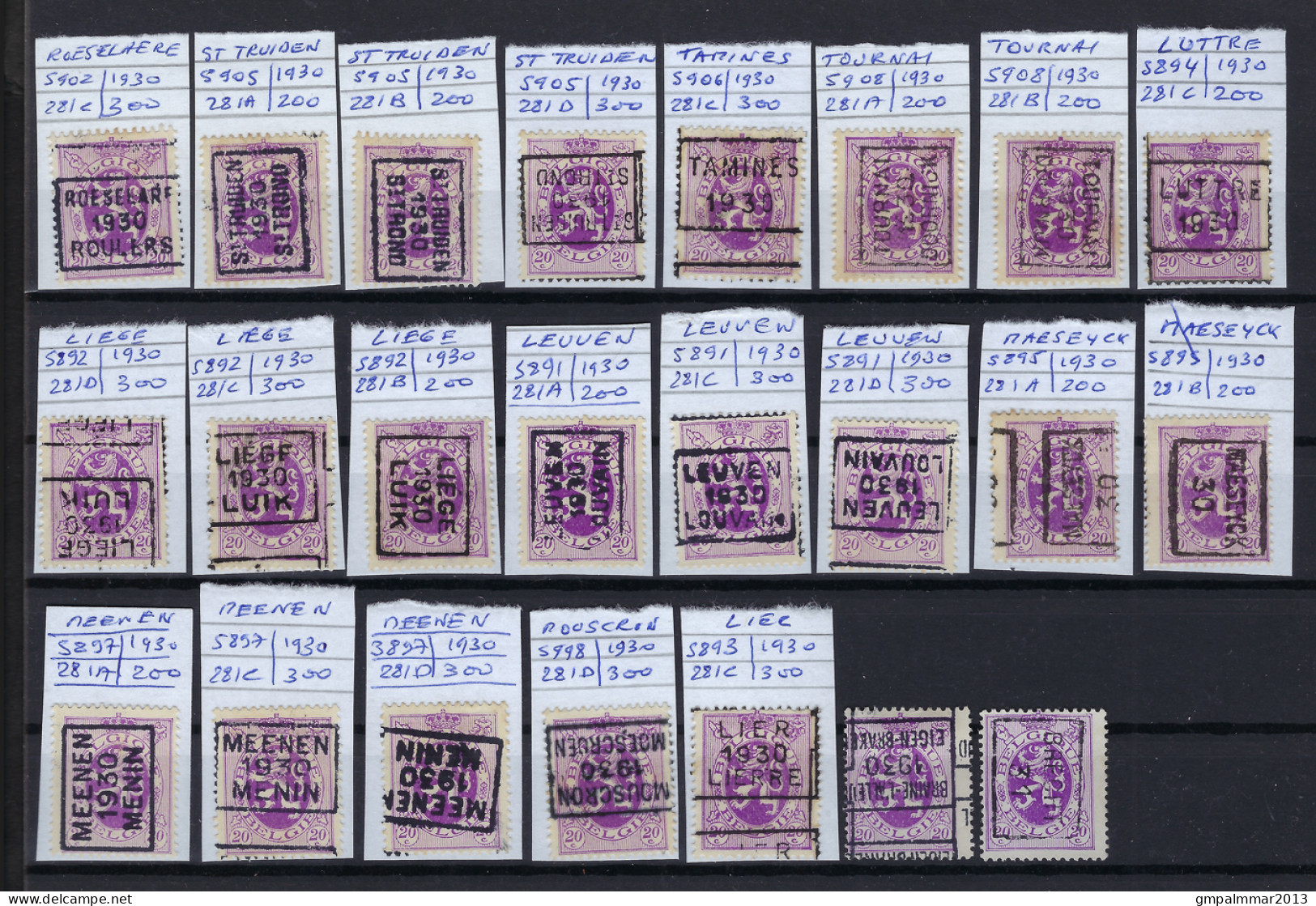 Likwidatie Stock Zegel Nr. 281 (47 X) Voorafgestempeld 1930  ; Details En Staat Zie 3 Scans ! ​LOT 219 - Roller Precancels 1930-..