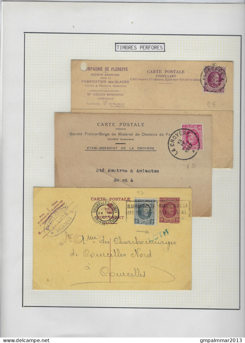 PERFIN / PERFO 7 Documenten Allen Gefrankeerd HOUYOUX , NIET NAGEZIEN / UNCHECED ; Details Zie 3 Scans  ! LOT 220 - 1909-34