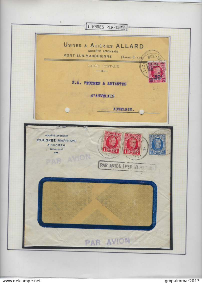 PERFIN / PERFO 7 Documenten Allen Gefrankeerd HOUYOUX , NIET NAGEZIEN / UNCHECED ; Details Zie 3 Scans  ! LOT 220 - 1909-34
