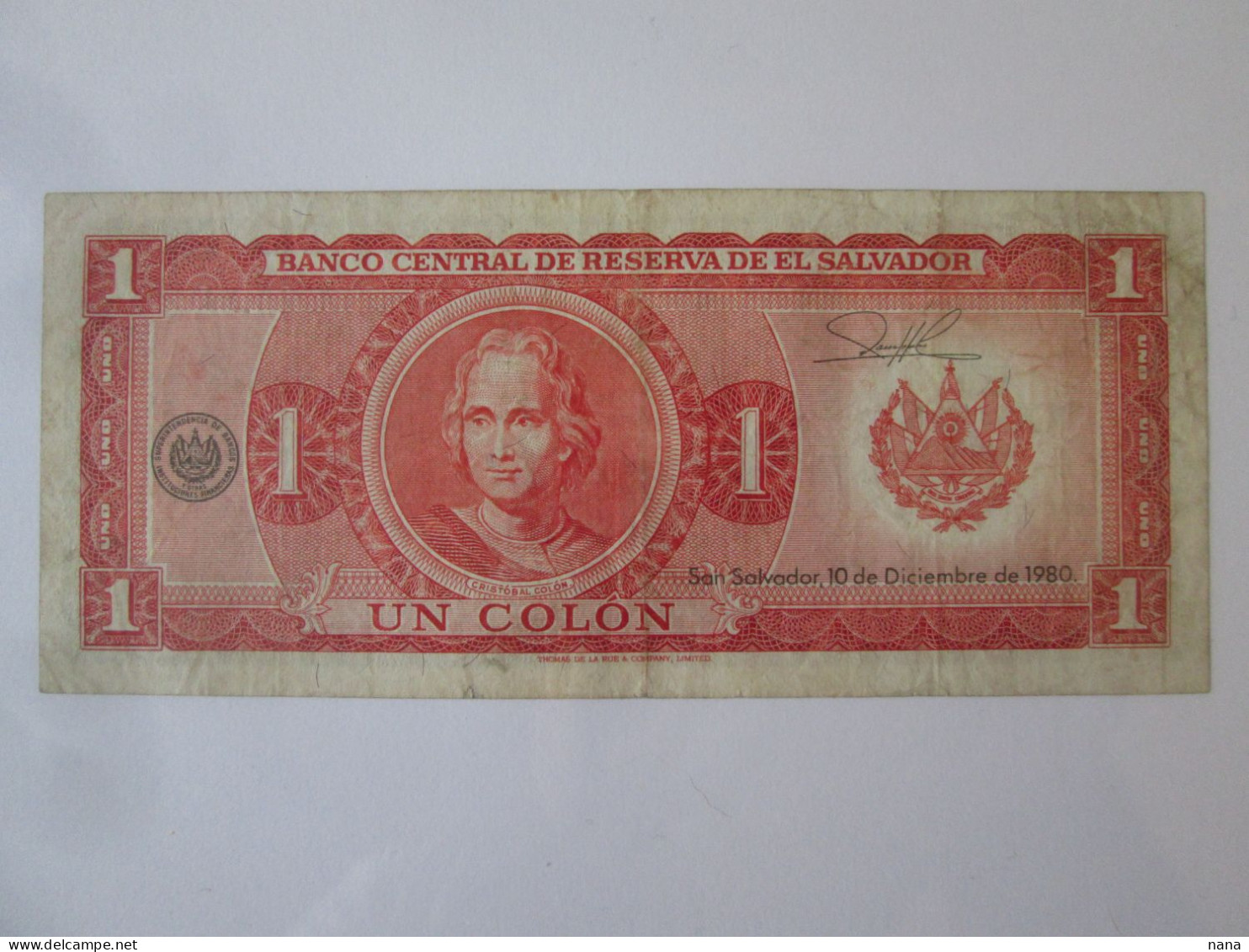 El Salvador 1 Colon 1980 Banknote,see Pictures - El Salvador