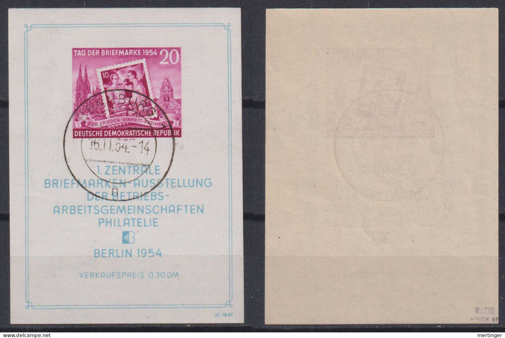 DDR Block 10 Tag Der Briefmarke Gest. BERNBURG Geprüft MAYER VP - 1950-1970