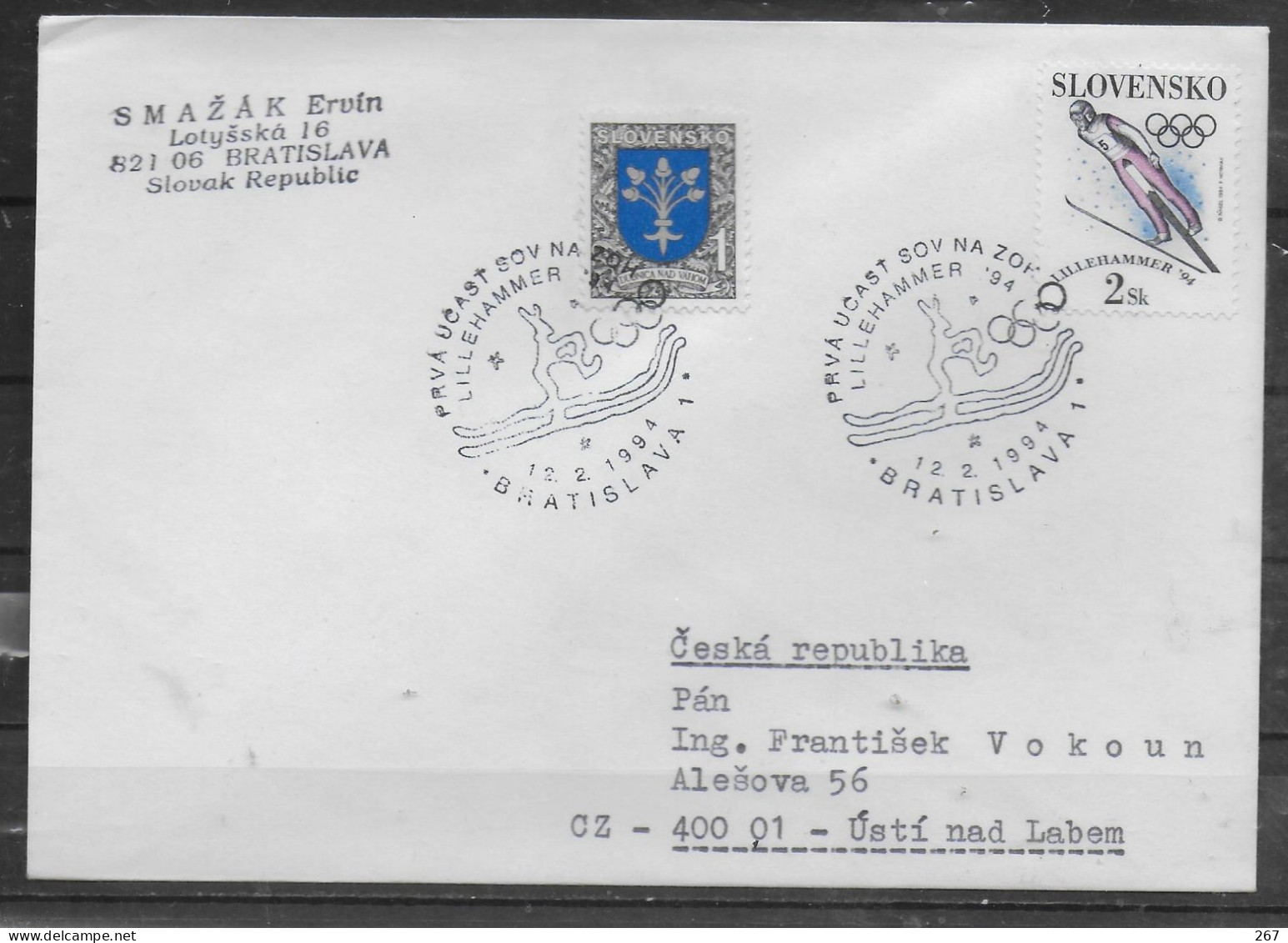 SLOVAQUIE Lettre 1994 Jo Saut A Ski - Hiver 1994: Lillehammer