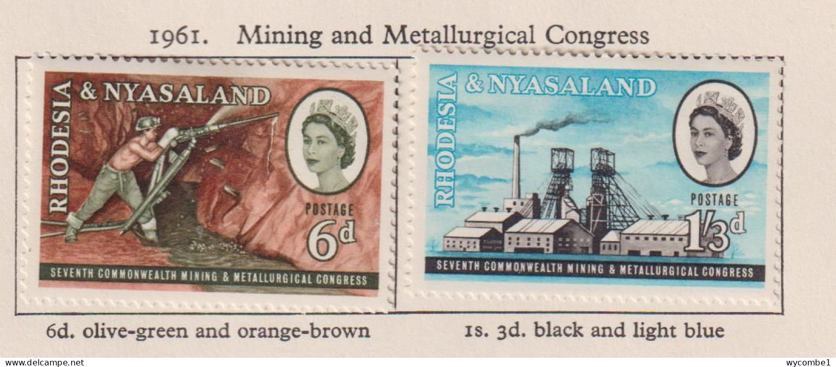 RHODESIA  AND NYASALAND - 1961 Mining Set  Hinged Mint - Rhodesien & Nyasaland (1954-1963)