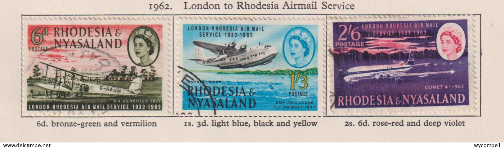 RHODESIA  AND NYASALAND - 1962 Airmail Service Set Used As Scan - Rhodésie & Nyasaland (1954-1963)