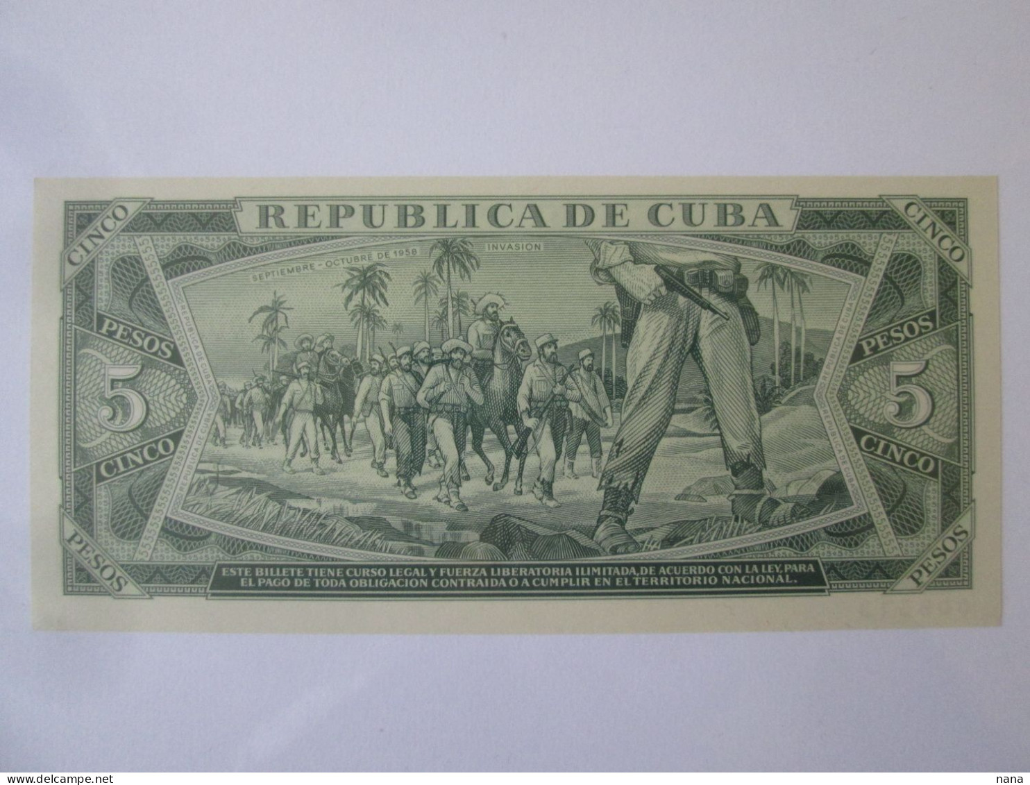 Cuba 5 Pesos 1972 Specimen Banknote UNC,see Pictures - Cuba