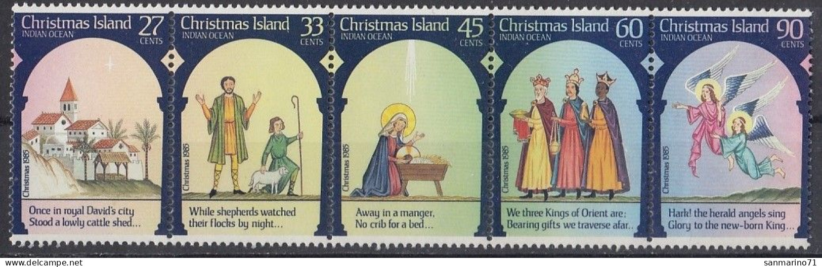 CHRISTMAS ISLAND 211-215,unused,Christmas 1985 - Christmas Island