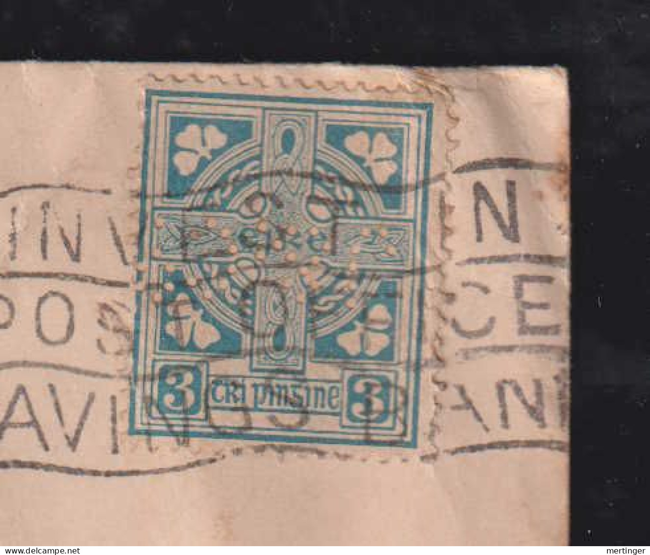 Irland Eire 1923 Cover 3P  DUBLIN X Dutch CURACAO Perfin W.& R. JACOB Biscuit - Lettres & Documents