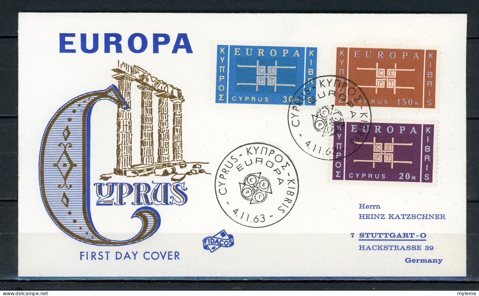 AX2-3 Chypre Europa Cept 1963 FDC 1er Jour N° 217 à 219  A Saisir !!! - 1963