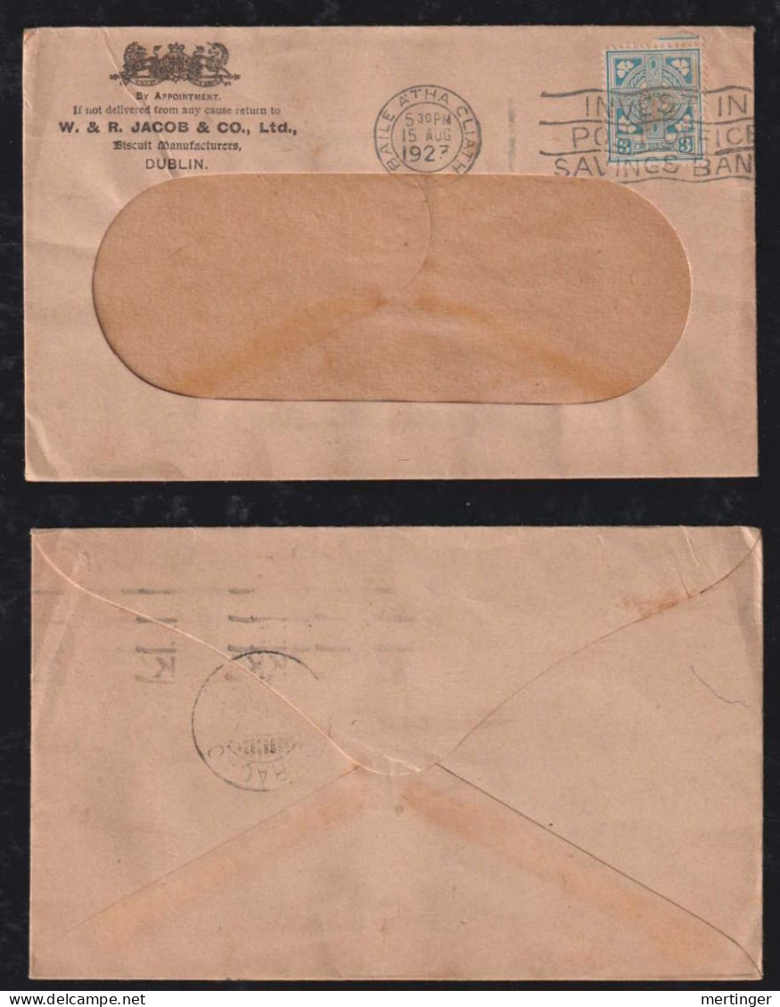 Irland Eire 1923 Cover 3P  DUBLIN X Dutch CURACAO Perfin W.& R. JACOB Biscuit - Storia Postale