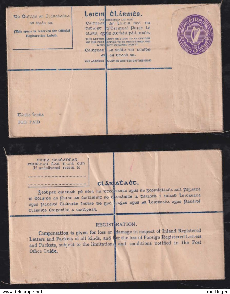 Irland Eire 1938 Registered Stationery Envelope ** MNH - Interi Postali
