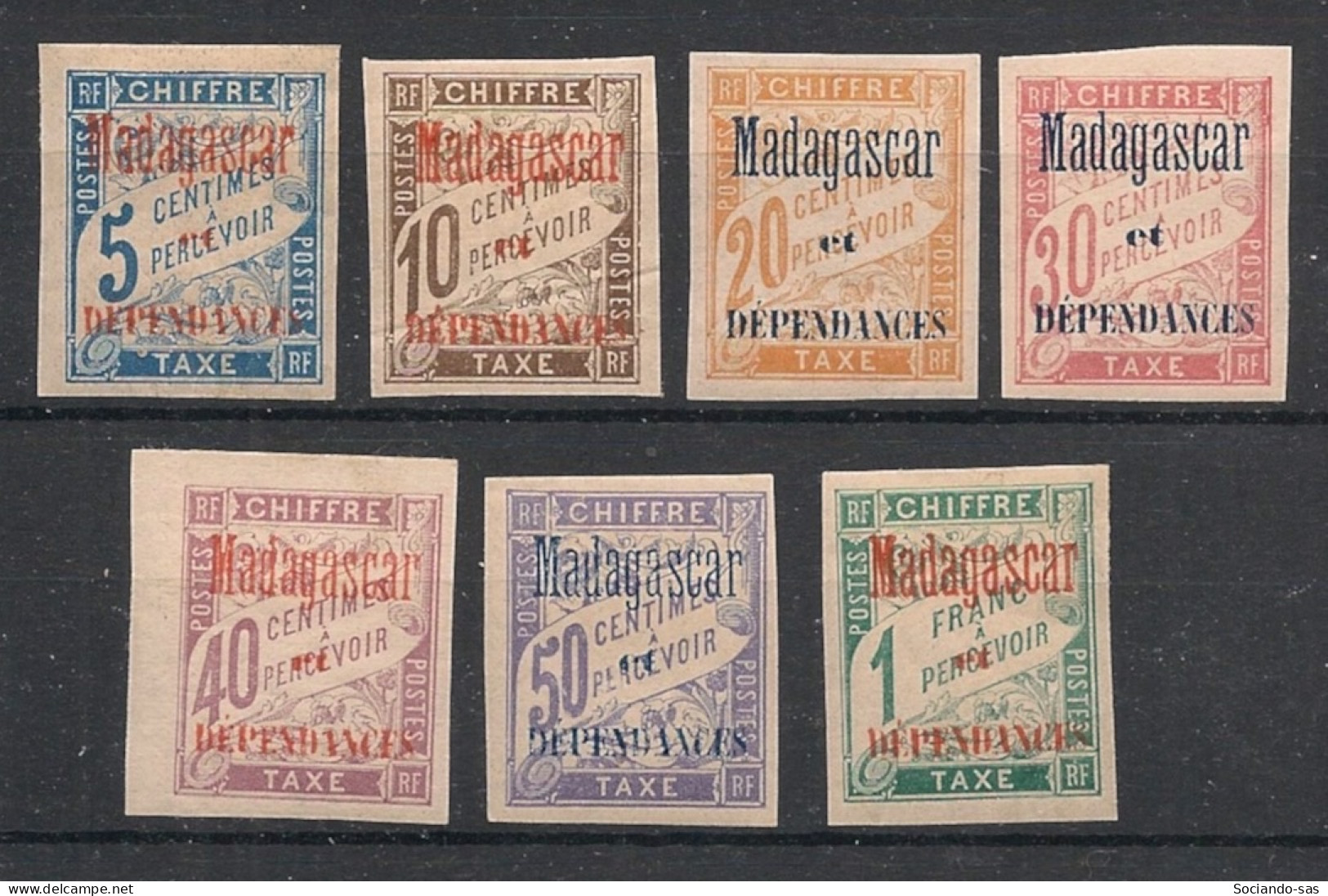 MADAGASCAR - 1896 - Taxe TT N°YT. 1 à 7 - Type Duval - Série Complète - Neuf * / MH VF - Timbres-taxe