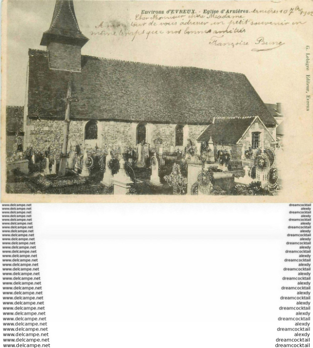 27 ARNIERES Ou ASNIERES. L'Eglise Et Cimetière 1902 - Arnières