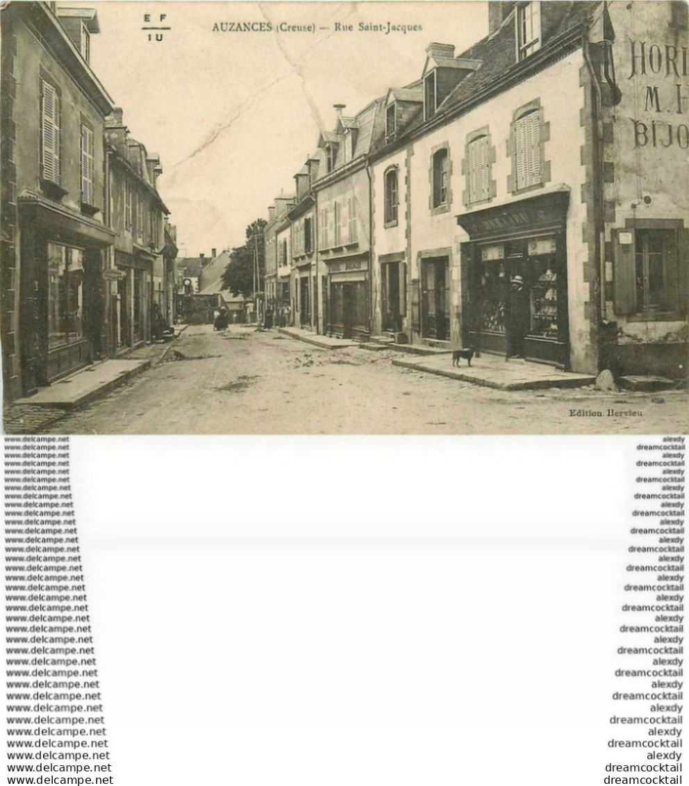 WW 23 AUZANCES. Bijouterie Et Coiffeur Rue Saint-Jacques 1910 ( Qq Plissures)... - Auzances