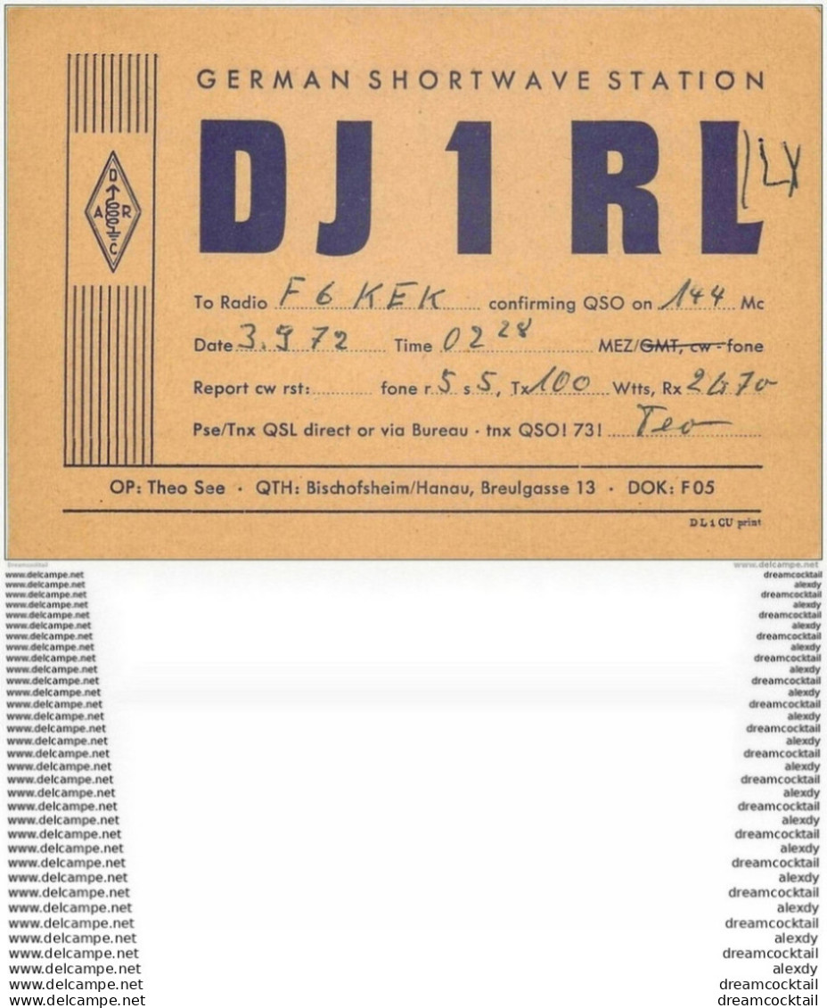 CARTE RADIO QSL. German 1972 - Radio Amateur