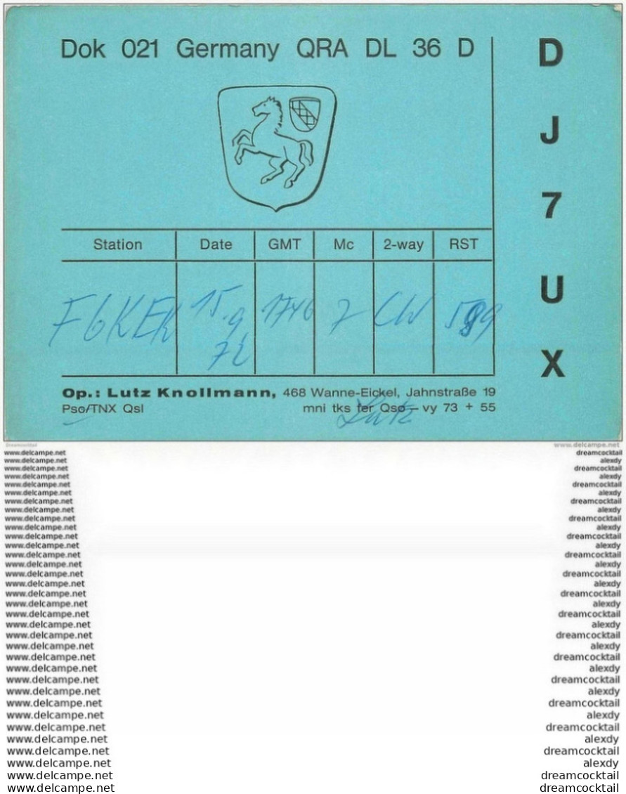 CARTE RADIO QSL. Germany 1972 - Radio Amateur