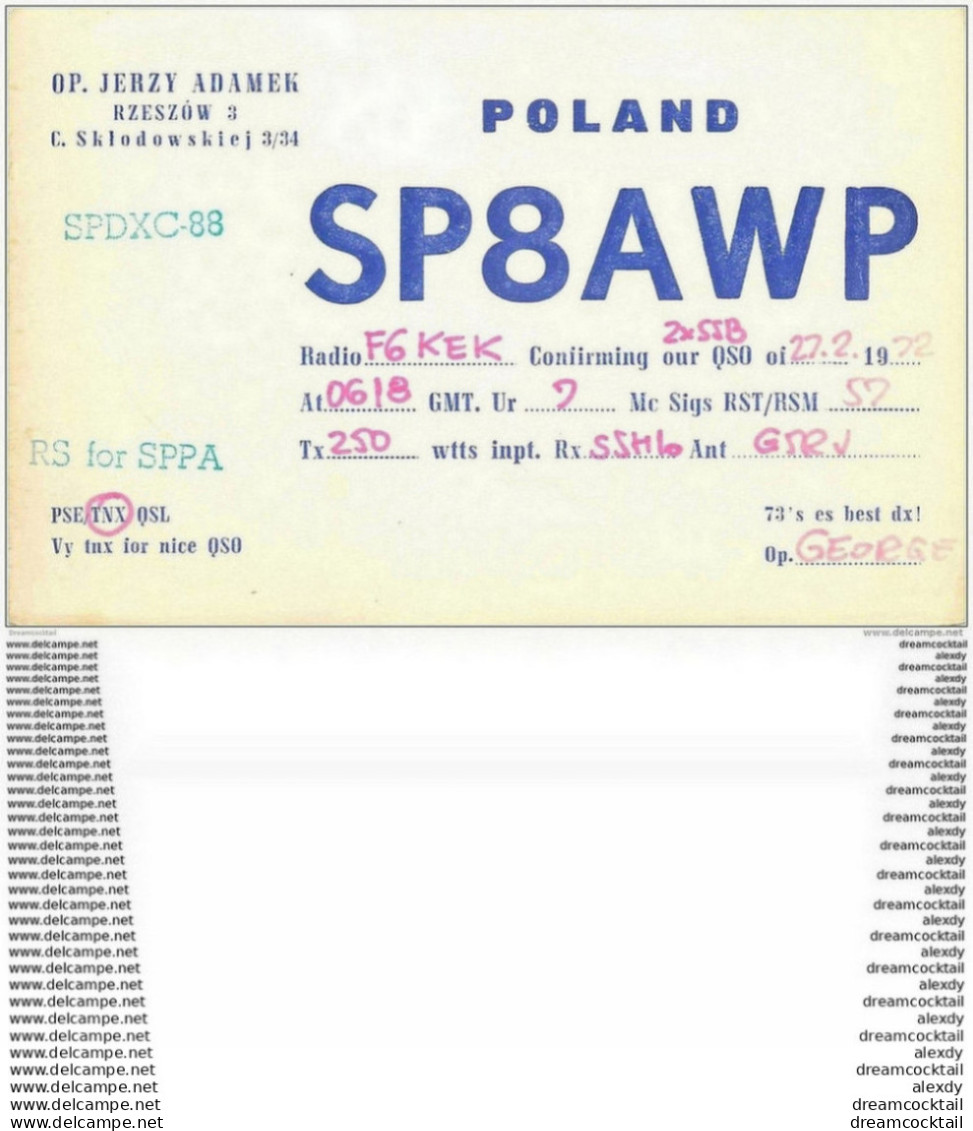 CARTE RADIO QSL. Poland 1972 - Radio Amateur