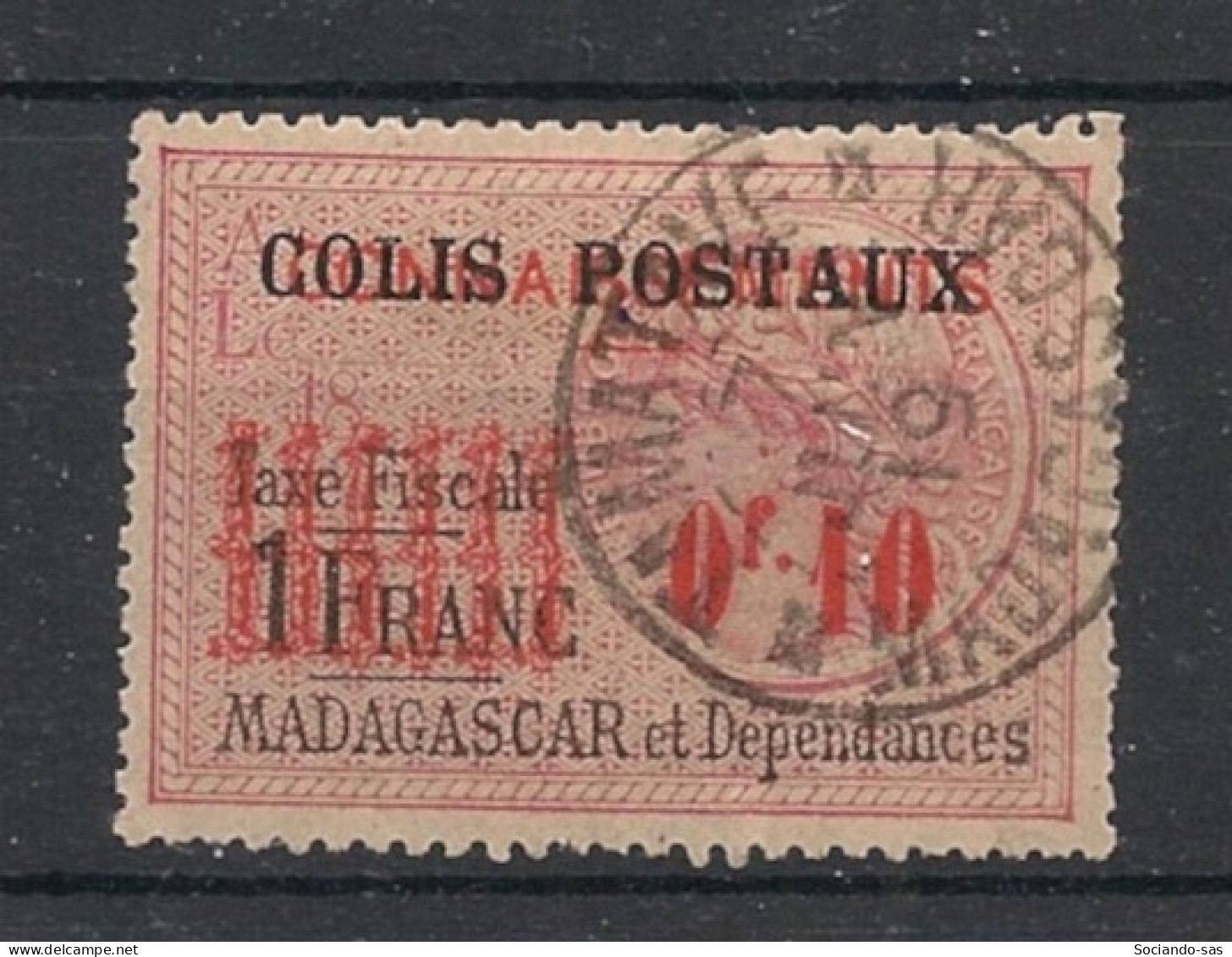 MADAGASCAR - 1919 - Colis Postaux CP N°YT. 2 - 10c Sur 1f Rose - Oblitéré / Used - Sonstige & Ohne Zuordnung