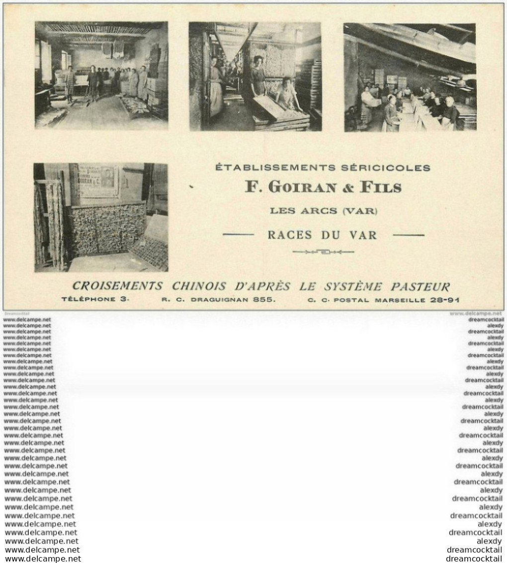 83 LES ARCS. Etablissements Séricoles Séricultures Goiran. Croisements Chinois Système Pasteur élevage Du Ver à Soie - Les Arcs