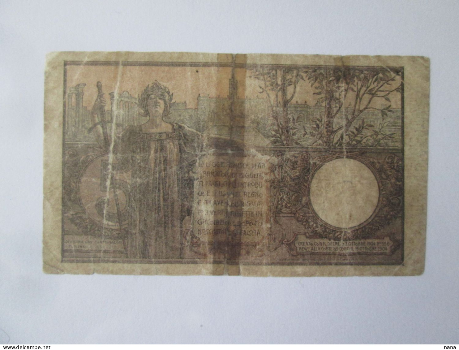 Rare! Italy 5 Lire 1904 Banknote See Pictures - Italia – 5 Lire