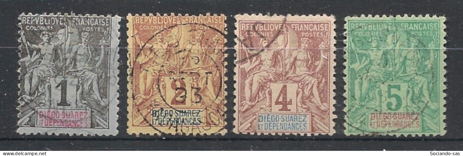 DIEGO SUAREZ - 1892 - N°YT. 25 à 28 - Type Groupe - 4 Valeurs Du 1c Au 5c - Oblitéré / Used - Used Stamps