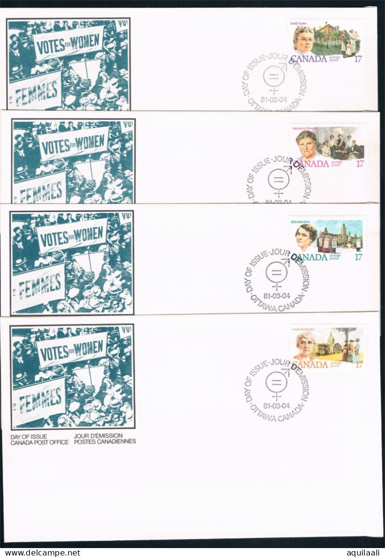 CANADA 1981 - "Womens Rights", 4 Buste Con Annullo Fdc - 1981-1990