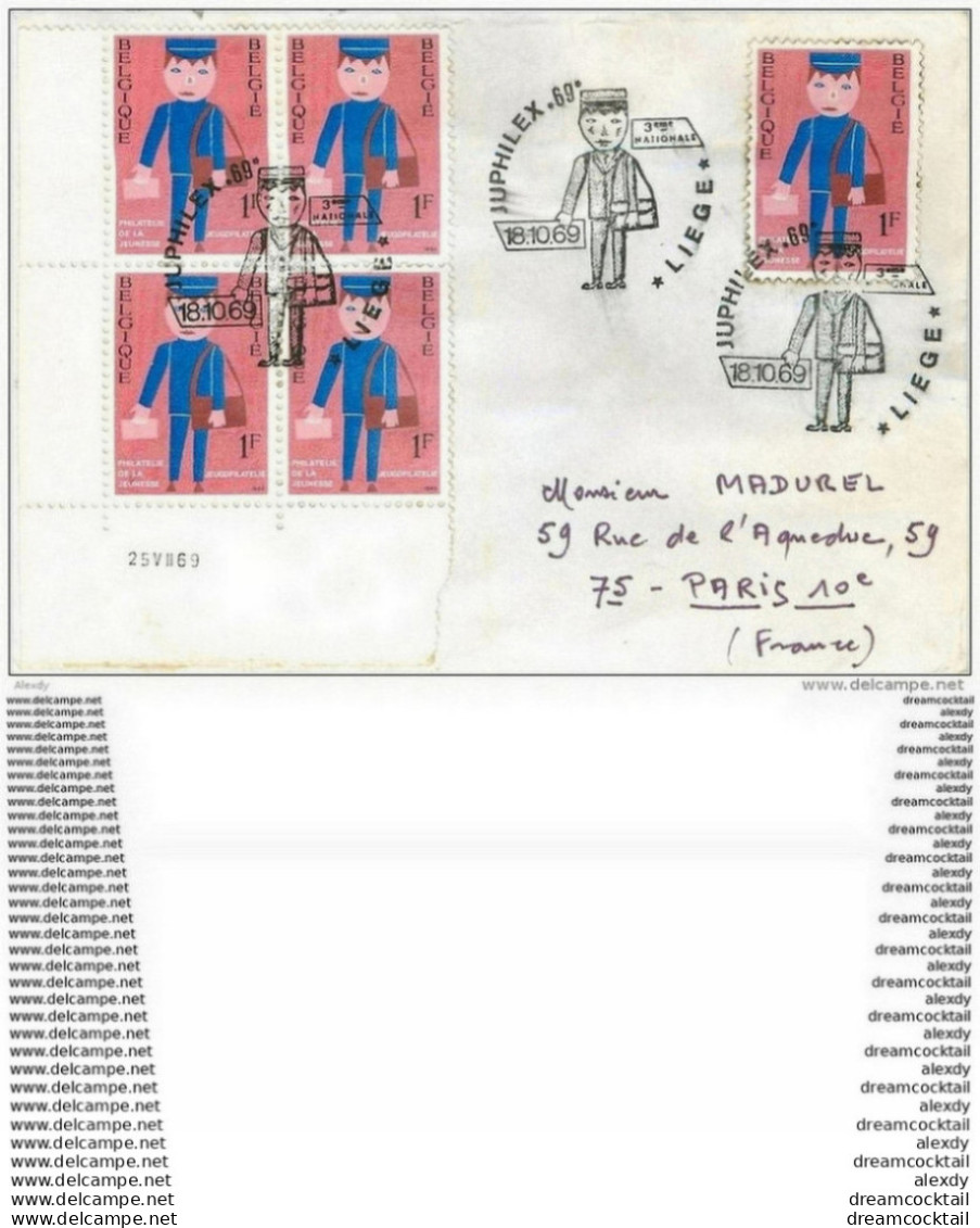 FDC Belgique 1969. LIEGE. Juphilex Philatélie De La Jeunesse. Pour Rue De L'Aqueduc Parix X° - Andere & Zonder Classificatie