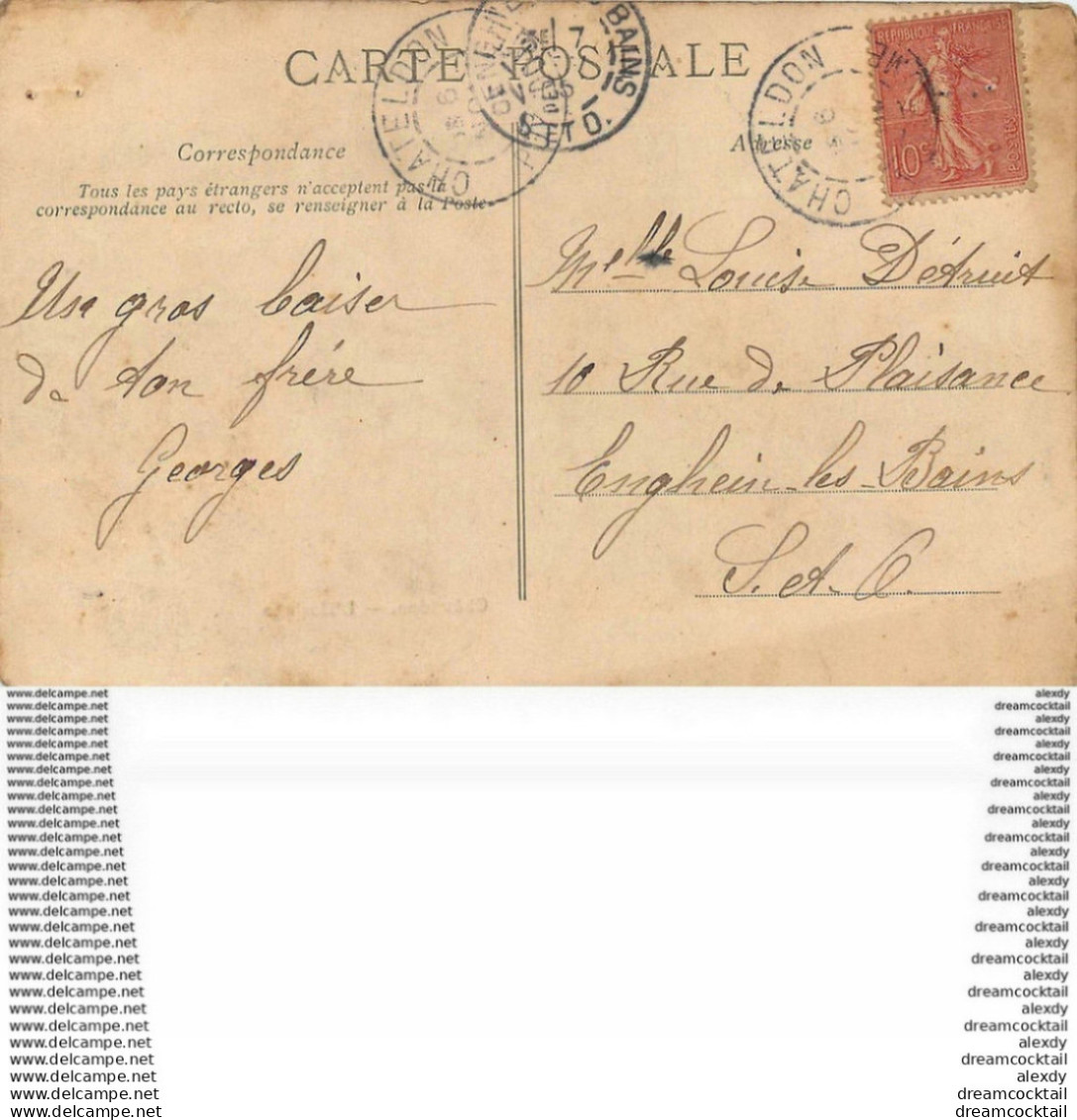 WW 63 CHATELDON. L'Horloge, Hôtel Leurat Et Café Laval 1905 - Chateldon