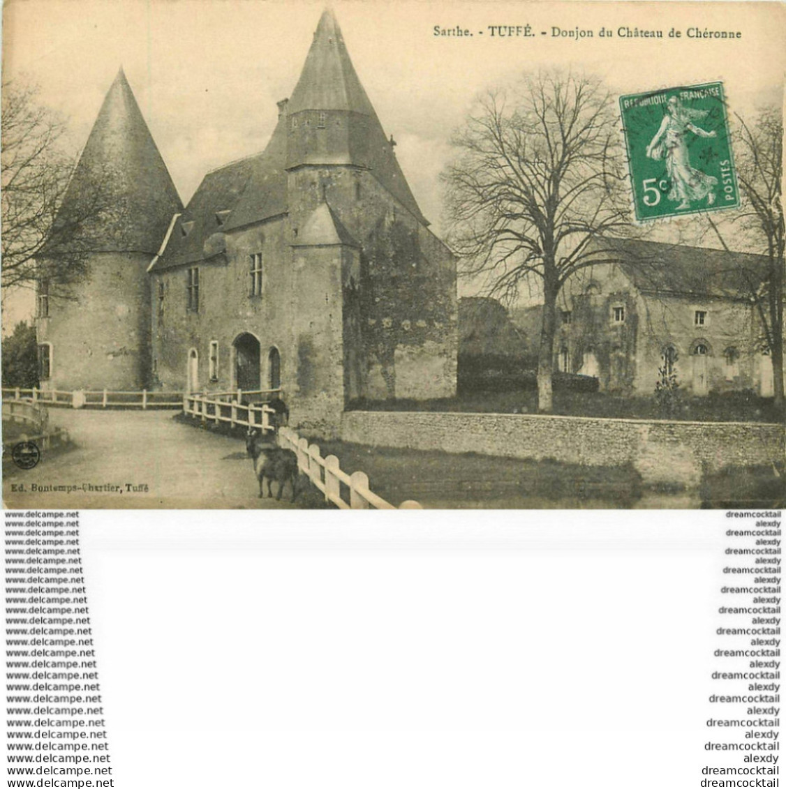 WW 72 TUFFE. Donjon Du Château De Chéronne 1913 Avec Biquette - Tuffe