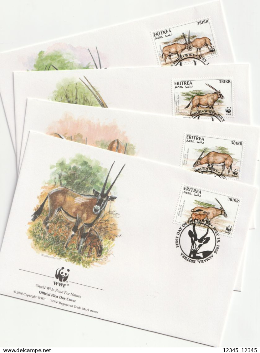 Eritrea 1996, FDC, WWF, East African Skewered Buck - Eritrea