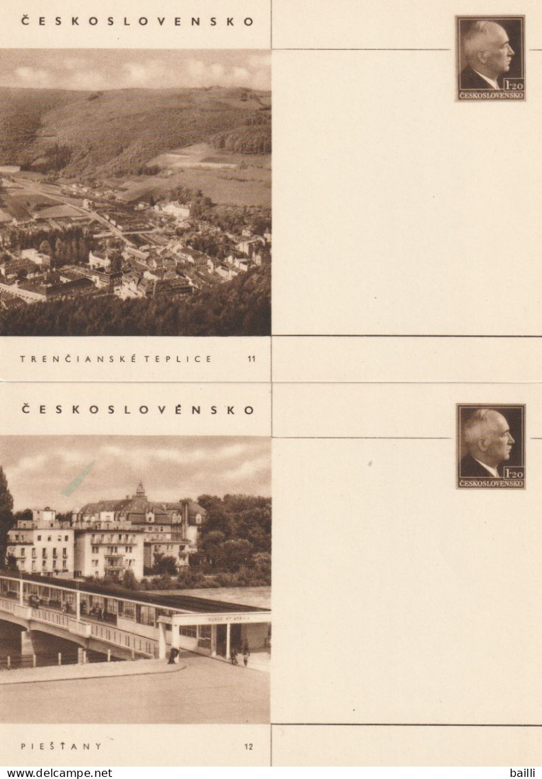 Tchécoslovaquie 2 Entiers Postaux Illustrés Différents - Cartes Postales
