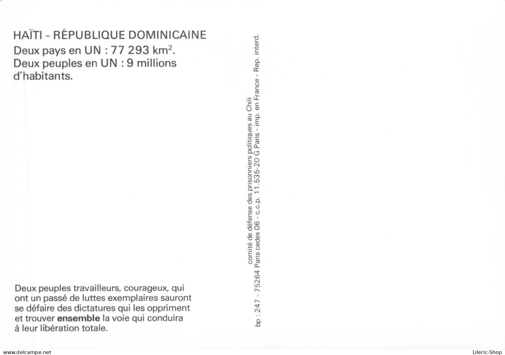 Cpm HAÏTI - RÉPUBLIQUE DOMINICAINE Deux Pays En UN: 77 293 Km². Deux Peuples En UN : 9 Millions D'habitants. - Haití