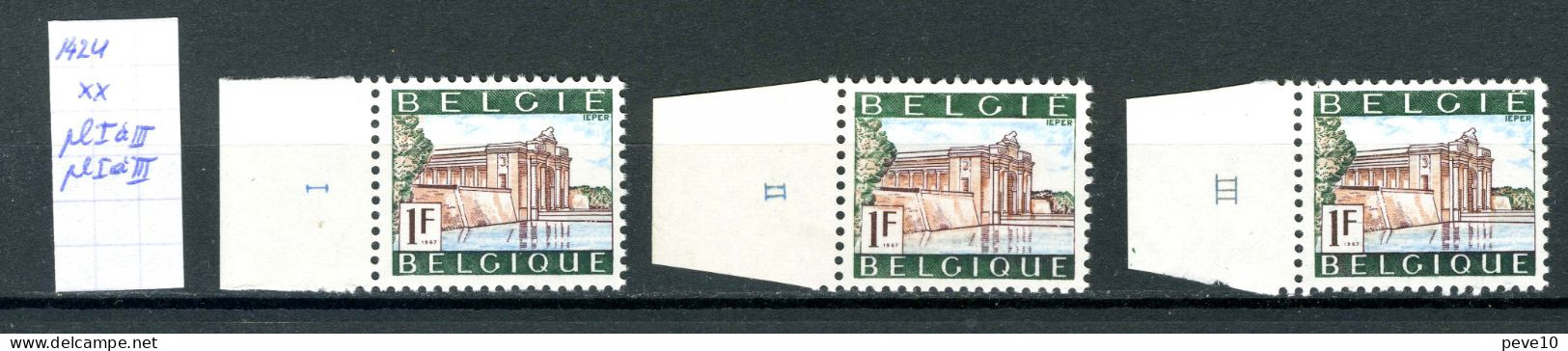 BELGIQUE    N° 1424 Pl I à III  Xx   à Gauche - 1961-1970