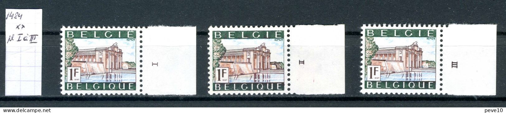 BELGIQUE    N° 1424 Pl I à III  Xx   à Droite - 1961-1970