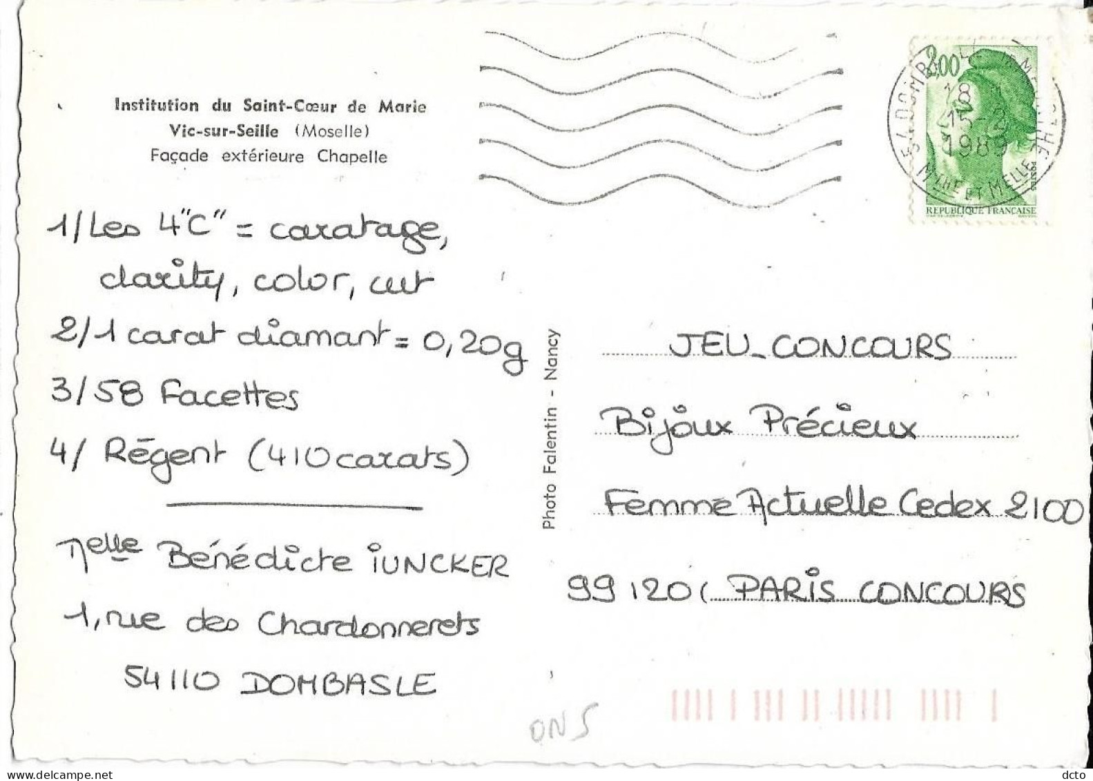 VIC-sur-SEILLE (57) Institution Du St-Coeur De Marie, Façade Extérieure Chapelle Ed. Falentin, Cpsm GF - Vic Sur Seille