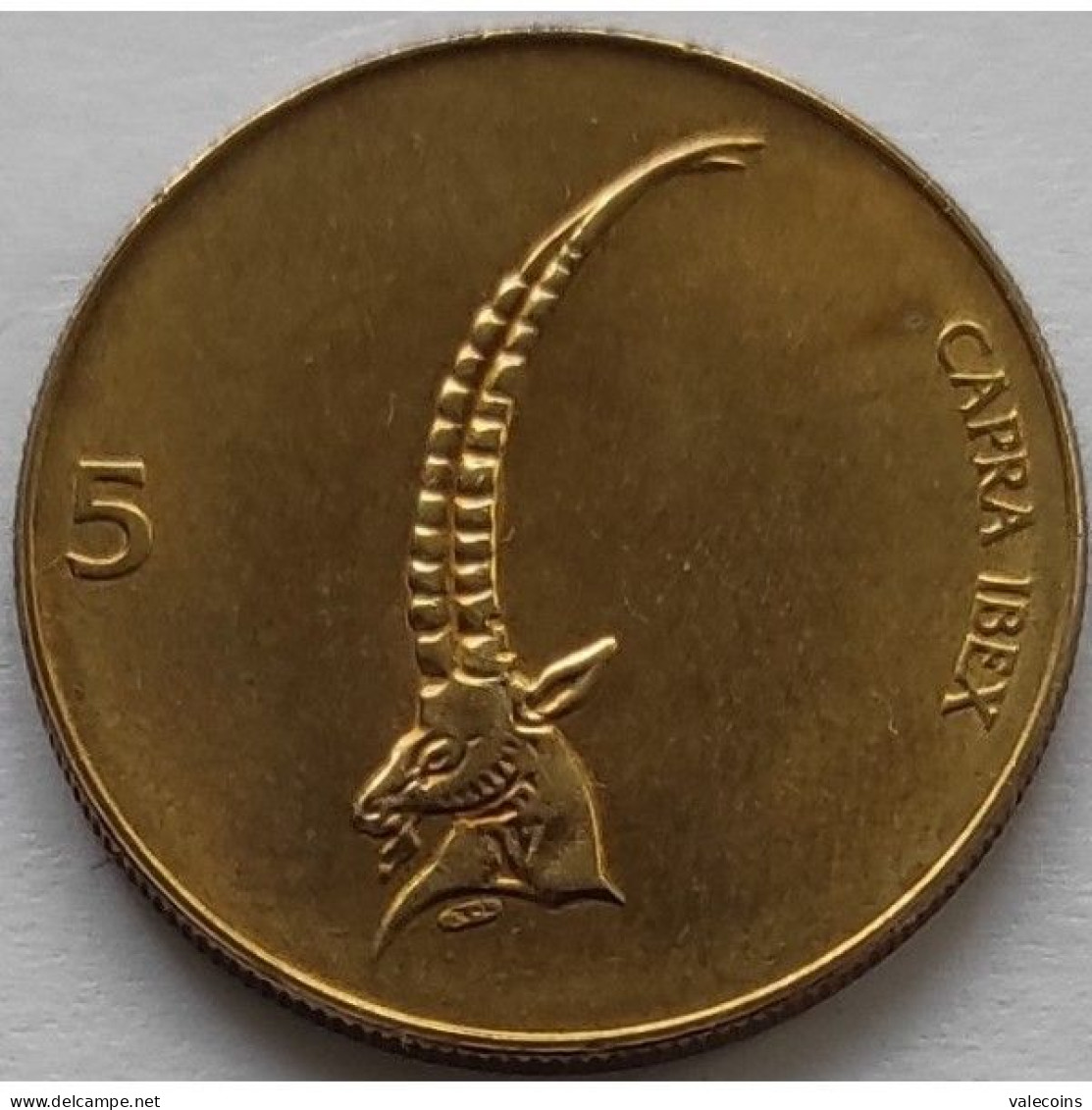 SLOVENIA SLOVENIJA SLOVENIE SLOWENIEN  - 1992 -  5 Tolarjev - KM  6 - UNC - CAPRA IBEX STAMBECCO - Slowenien