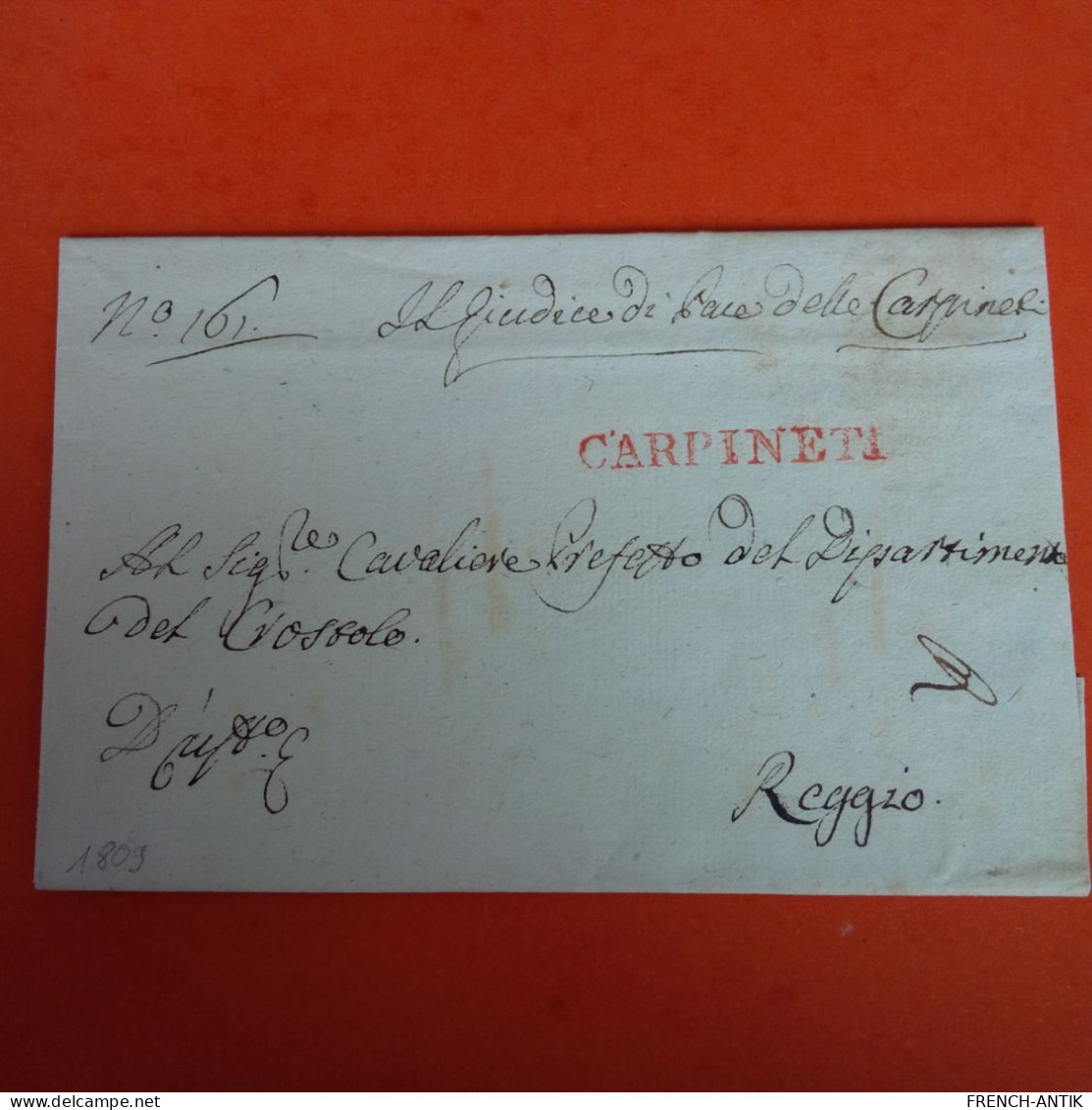 LETTRE ITALIE CARPINETI POUR REGGIO 1809 - 1. ...-1850 Vorphilatelie