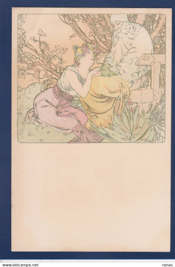 CPA Mucha Art Nouveau Illustrateur Femme Woman Voir Dos - Mucha, Alphonse