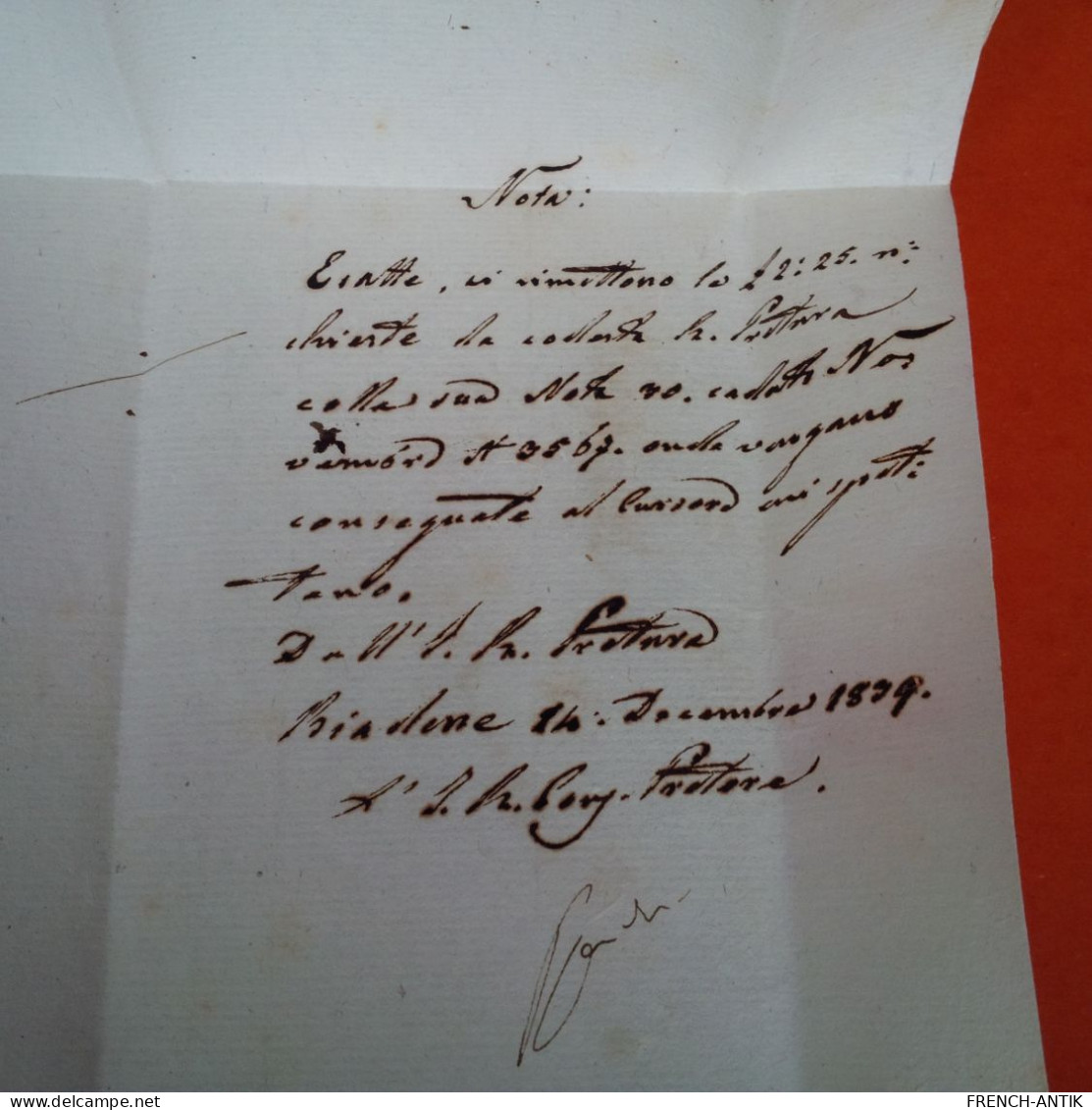 LETTRE ITALIE MONTEBELLO POUR ASOLO 1839 - ...-1850 Voorfilatelie