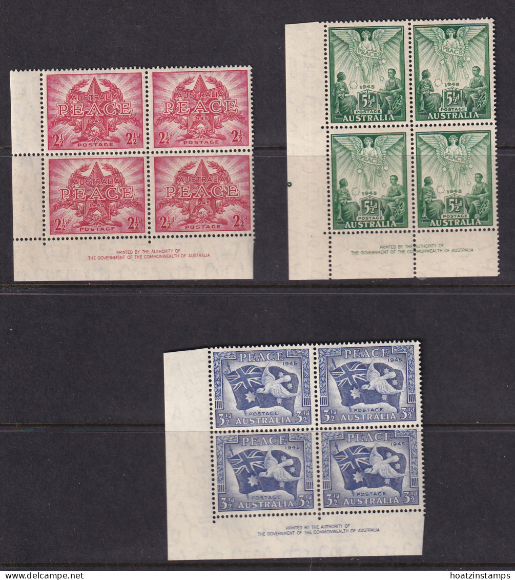 Australia: 1946   Victory   [Imprint Blocks]    MNH Block Of 4 - Neufs