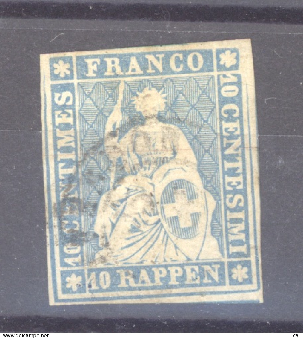 0ch  1821  -  Suisse  :  Yv  27c  (o)   ,  Papier Mince ,  Fil Rouge - Gebraucht