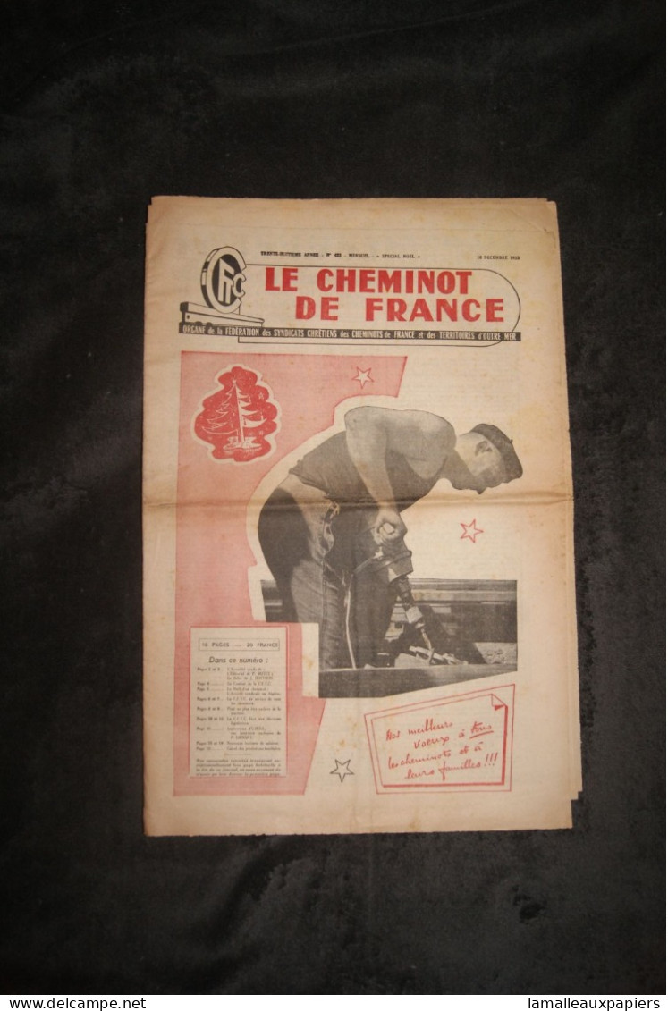 Revue Le Cheminot De France (spécial Noel) Dec. 1955 - Railway & Tramway