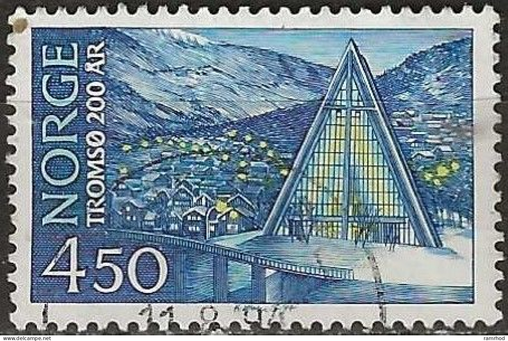 NORWAY 1994 Bicentenary Of Tromso - 4k.50, Tromsdalen Church FU - Gebraucht